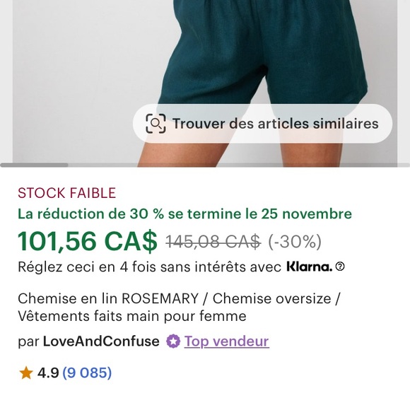 Blouse 100% linen xs - Picture 7 of 8